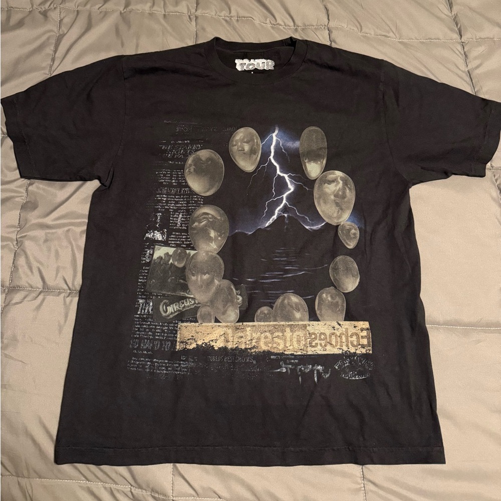 Travis Scott Black Graphic Tee with Lightning Design
